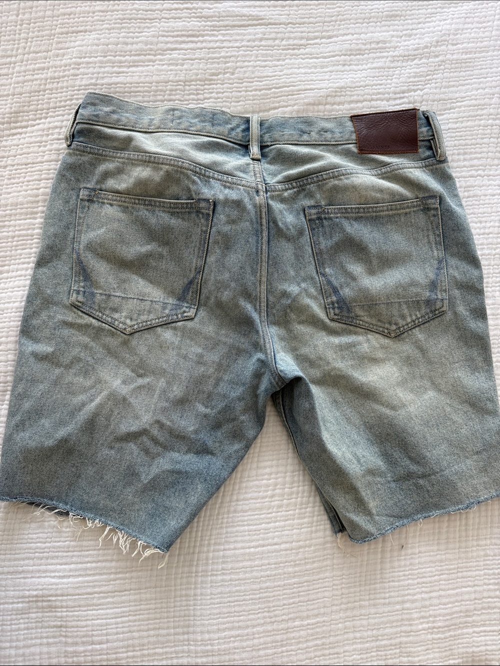 All Saints Men's Washed Blue Distressed Denim Shorts - Picture 3 of 6